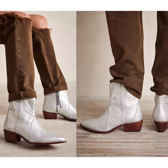 NEW Free People New Frontier Western Boot Silver Women's Size 7 - Picture 1 of 10